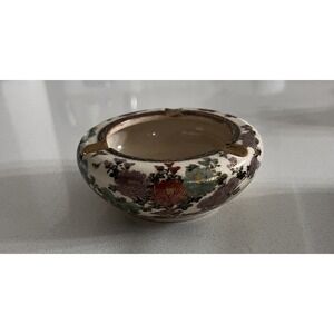 Vtg Satsuma Ceramic Ashtray Gold Floral‎ Japan